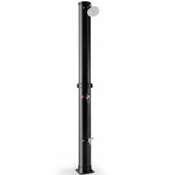 7.2 ft. 10 Gal. Solar Heated Shower with Adjustable Head and Foot Tap Spigot in Black by Costway