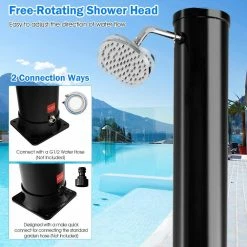 7.2 ft. 10 Gal. Solar Heated Shower with Adjustable Head and Foot Tap Spigot in Black by Costway -Pool Supplies Sales Store costway outdoor showers np10570 76 1000