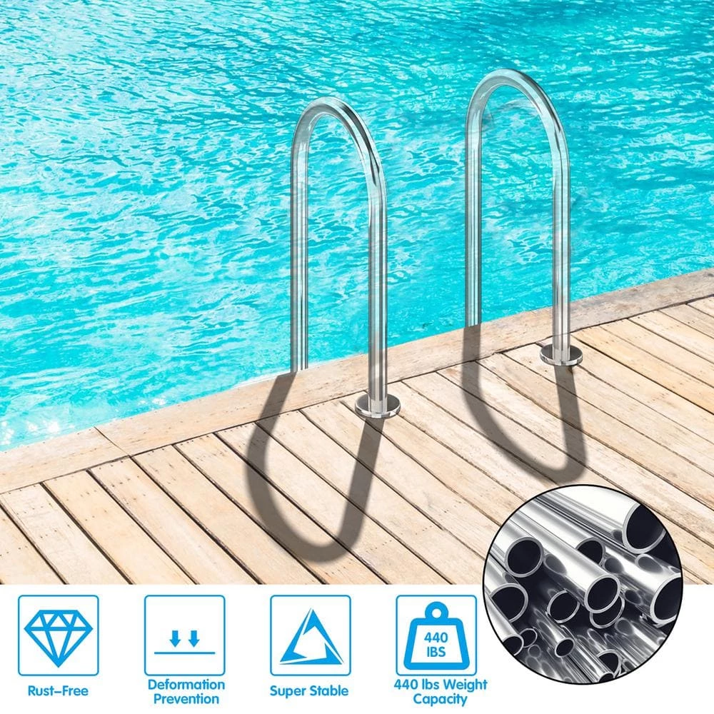 Swimming Pool Ladder 2-Step Stainless Steel Non-Slip for In Ground Pools by Costway 7 Swimming Pool Ladder 2-Step Stainless Steel Non-Slip for In Ground Pools by Costway - Image 5