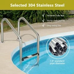 Swimming Pool Ladder 3-Step Stainless Steel for In Ground Pool by Costway -Pool Supplies Sales Store costway pool ladders ba7731 1f 1000