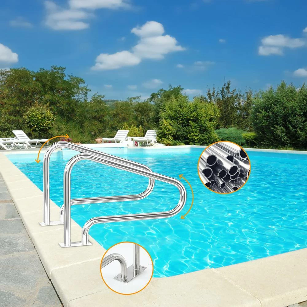 31 in. Swimming Pool Hand Rail Stainless Steel in Silver with Quick Mount Base (Set of 2) by Costway 8 31 in. Swimming Pool Hand Rail Stainless Steel in Silver with Quick Mount Base (Set of 2) by Costway - Image 6