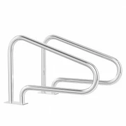 31 in. Swimming Pool Hand Rail Stainless Steel in Silver with Quick Mount Base (Set of 2) by Costway