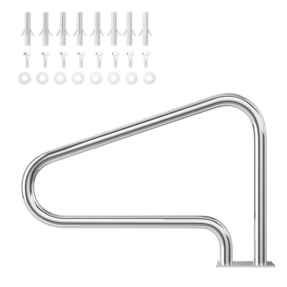 31 in. Swimming Pool Hand Rail Stainless Steel in Silver with Quick Mount Base (Set of 2) by Costway 9 31 in. Swimming Pool Hand Rail Stainless Steel in Silver with Quick Mount Base (Set of 2) by Costway - Image 7