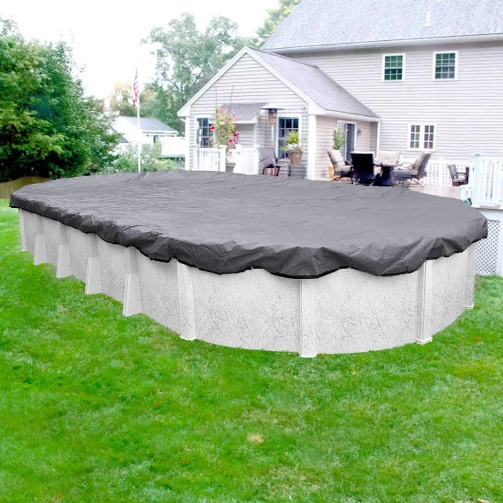 Ultra 18 ft. x 33 ft. Oval Dove Gray Solid Above Ground Winter Pool Cover by Robelle 3 Ultra 18 ft. x 33 ft. Oval Dove Gray Solid Above Ground Winter Pool Cover by Robelle