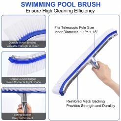 Pool Wall Brush, Rake and Skimmer Net, Professional Heavy Duty Pool Kit for Cleaning - Fits Standard Swimming Pool Poles by EVEAGE 10 Pool Wall Brush, Rake and Skimmer Net, Professional Heavy Duty Pool Kit for Cleaning - Fits Standard Swimming Pool Poles by EVEAGE -Pool Supplies Sales Store eveage pool replacement parts ycqxyp 3pcs c3 1000