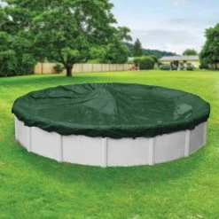 Heavy-Duty 24 ft. Round Grass Green Winter Pool Cover by Pool Mate