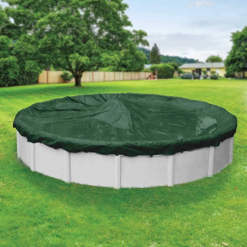 Heavy-Duty 24 ft. Round Grass Green Winter Pool Cover by Pool Mate 3 Heavy-Duty 24 ft. Round Grass Green Winter Pool Cover by Pool Mate