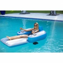 COPY 0 66 in. Inflatable Splash Runner Motorized Pool Lounger by POOLCANDY -Pool Supplies Sales Store gray blue poolcandy pool floats pc4025sr c3 1000