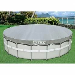 18 ft. x 18 ft. Round Above Ground UV Resistant Deluxe Debris Cover for 18 ft. Ultra Frame Swimming Pools by Intex -Pool Supplies Sales Store gray intex winter pool covers 28041e 4f 1000