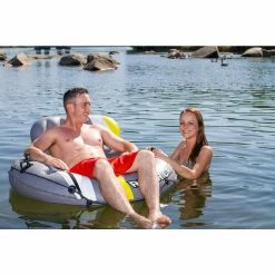 Deluxe River Cruiser Float Lounge with Launcher by Poolmaster -Pool Supplies Sales Store gray poolmaster pool floats 85608 40 1000