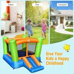 Inflatable Bounce House Kids Jumping Playhouse Indoor and Outdoor Without Blower by Gymax -Pool Supplies Sales Store green blue orange gymax pool floats gym09254 31 1000