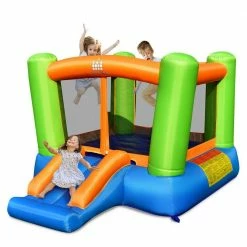 Inflatable Bounce House Kids Jumping Playhouse Indoor and Outdoor Without Blower by Gymax