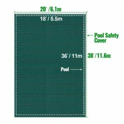 Pool Safety Cover Fits 18 x 36 ft. Rectangle Inground Safety Pool Cover Green Mesh Solid Pool Safety Cover for Swim Pool by VEVOR -Pool Supplies Sales Store green vevor safety pool covers yycm18x36ycycg001v0 76 1000