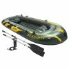 Seahawk 4 Inflatable 4 Person Floating Boat Raft Set with Oars and Air Pump by Intex -Pool Supplies Sales Store green yellow intex pool floats 68351ep 64 1000