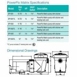 1 HP PowerFlo Matrix Aboveground Single Speed Pool Pump by HAYWARD -Pool Supplies Sales Store hayward pool pumps w3sp1592 1f 1000