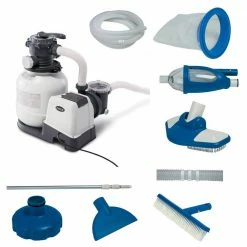 2100 GPH Above Ground Pool 60 sq. ft. Sand Filter Pump with Deluxe Pool Maintenance Kit by Intex