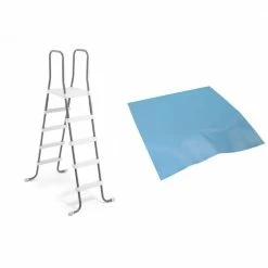 Steel Frame Above Ground Swimming Pool Ladder plus Pool Ladder Step Pad by Intex
