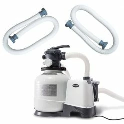0 sq. ft. Sand Above Ground Pool Filter Pump Bundled with Replacement Hose (2-Pack) by Intex