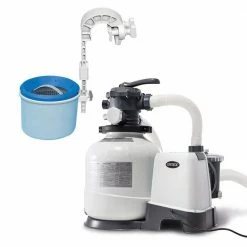 0 sq. ft. Sand Above Ground Pool Filter Pump Bundled with Wall Mount Automatic Skimmer by Intex
