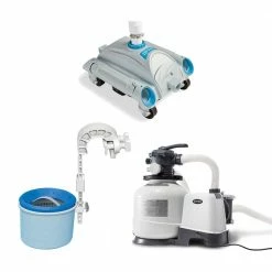 Pool Sand Filter Pump with Pool Vacuum and Wall Mount Pool Surface Skimmer by Intex