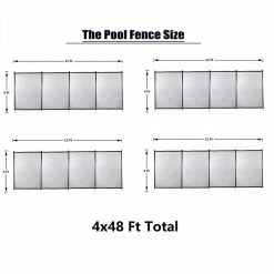 4 ft. H x 48 ft. W Outdoor In-Ground Pool Safety Fence with Section Kit, Removable Mesh Barrier in Black by Kahomvis -Pool Supplies Sales Store kahomvis pool safety equipment bu lkw4 1557 fa 1000