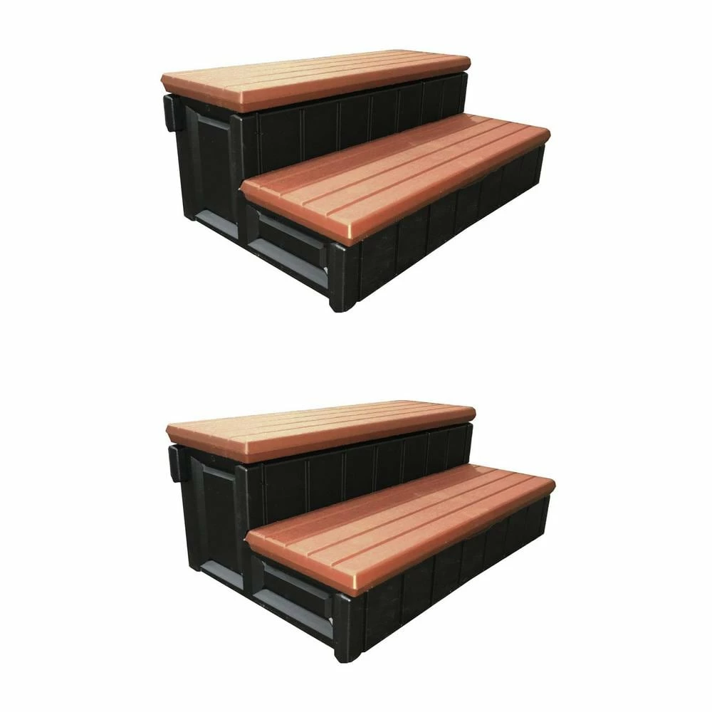 36 in. Deck Spa Hot Tub Storage Compartment Steps, Redwood (2-Pack) by Leisure Accents 3 36 in. Deck Spa Hot Tub Storage Compartment Steps, Redwood (2-Pack) by Leisure Accents