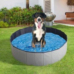 Light grey & blue Foldable Pet Bath Pool, Collapsible Dog Bathing Tub, Kiddie and Toy Pool for Dogs Cats and Kids by ANGELES HOME -Pool Supplies Sales Store light grey blue pool toys 8dck0102hevuqw 31 1000