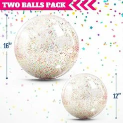 16 in. Inflatable Clear Sports PVC Beach Balls, Summer Beach Pool Party Toy (2-Pack) by Novelty Place 9 16 in. Inflatable Clear Sports PVC Beach Balls, Summer Beach Pool Party Toy (2-Pack) by Novelty Place -Pool Supplies Sales Store mucticolor novelty place pool toys np beachball sequin 2pc 4f 1000