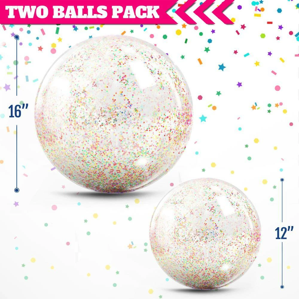 16 in. Inflatable Clear Sports PVC Beach Balls, Summer Beach Pool Party Toy (2-Pack) by Novelty Place 5 16 in. Inflatable Clear Sports PVC Beach Balls, Summer Beach Pool Party Toy (2-Pack) by Novelty Place - Image 3
