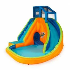 Multi Polyester Sidewinder Falls Inflatable Water Park Play Pool with Slides and Blower by BANZAI