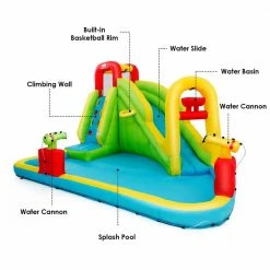 Multi-Color Inflatable Water Slide Kids Bounce House without Blower by Costway -Pool Supplies Sales Store multi color costway pool toys op3798 4f 1000