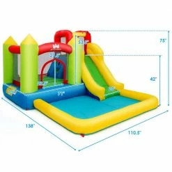 Inflatable Bounce House Water Slide Jump Bouncer with Climbing Wall and Splash Pool by Costway 12 Inflatable Bounce House Water Slide Jump Bouncer with Climbing Wall and Splash Pool by Costway -Pool Supplies Sales Store multi color costway pool toys op3801 c3 1000