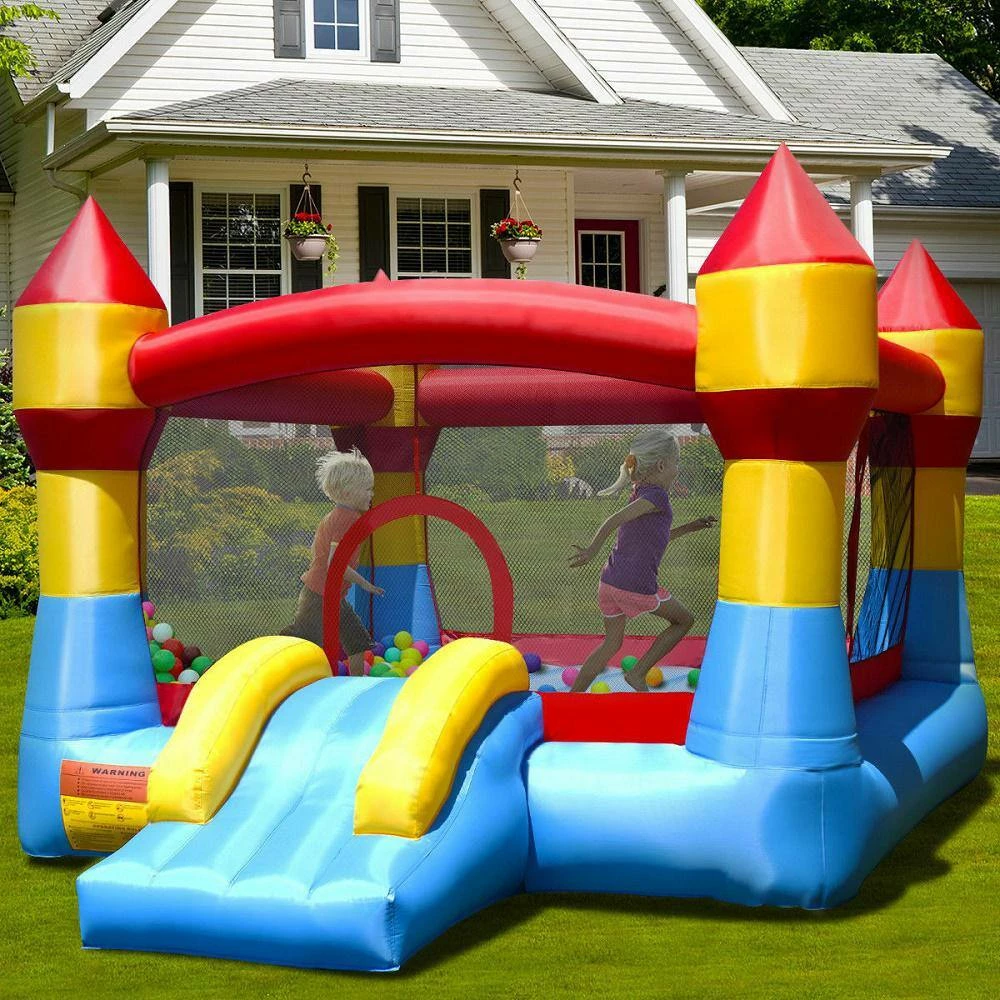 Multi-color Kid Inflatable Bounce House Castle Moonwalk Playhouse Jumper Slide by Costway 4 Multi-color Kid Inflatable Bounce House Castle Moonwalk Playhouse Jumper Slide by Costway - Image 2