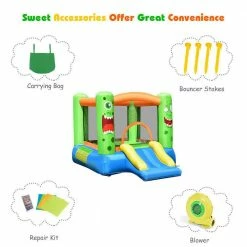 Multi-Color Kids Playing Inflatable Bounce House Jumping Castle Game Fun Slider 480-Watt Blower by Costway -Pool Supplies Sales Store multi color costway pool toys op70022 76 1000
