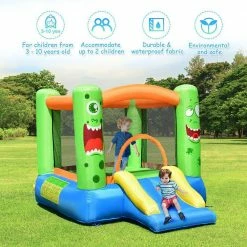 Multi-Color Inflatable Bounce House Jumper Castle Kids Playhouse with Basketball Hoop and Slide by Costway -Pool Supplies Sales Store multi color costway pool toys op70051 4f 1000