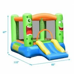 Multi-Color Inflatable Bounce House Jumper Castle Kids Playhouse with Basketball Hoop and Slide by Costway -Pool Supplies Sales Store multi color costway pool toys op70051 c3 1000