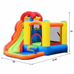 Multi-Color Inflatable Bounce House Water Slide with Climbing Wall Splash Pool Water Cannon by Costway -Pool Supplies Sales Store multi color costway pool toys op70101 c3 1000