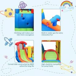 Multi-Color Inflatable Bounce House Water Slide with Climbing Wall Splash Pool Water Cannon by Costway -Pool Supplies Sales Store multi color costway pool toys op70101 fa 1000