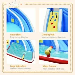 Multi-Color Inflatable Water Slide Shark Bounce House Castle Splash Water Pool without Blower by Costway 18 Multi-Color Inflatable Water Slide Shark Bounce House Castle Splash Water Pool without Blower by Costway -Pool Supplies Sales Store multi color costway pool toys op70399 fa 1000