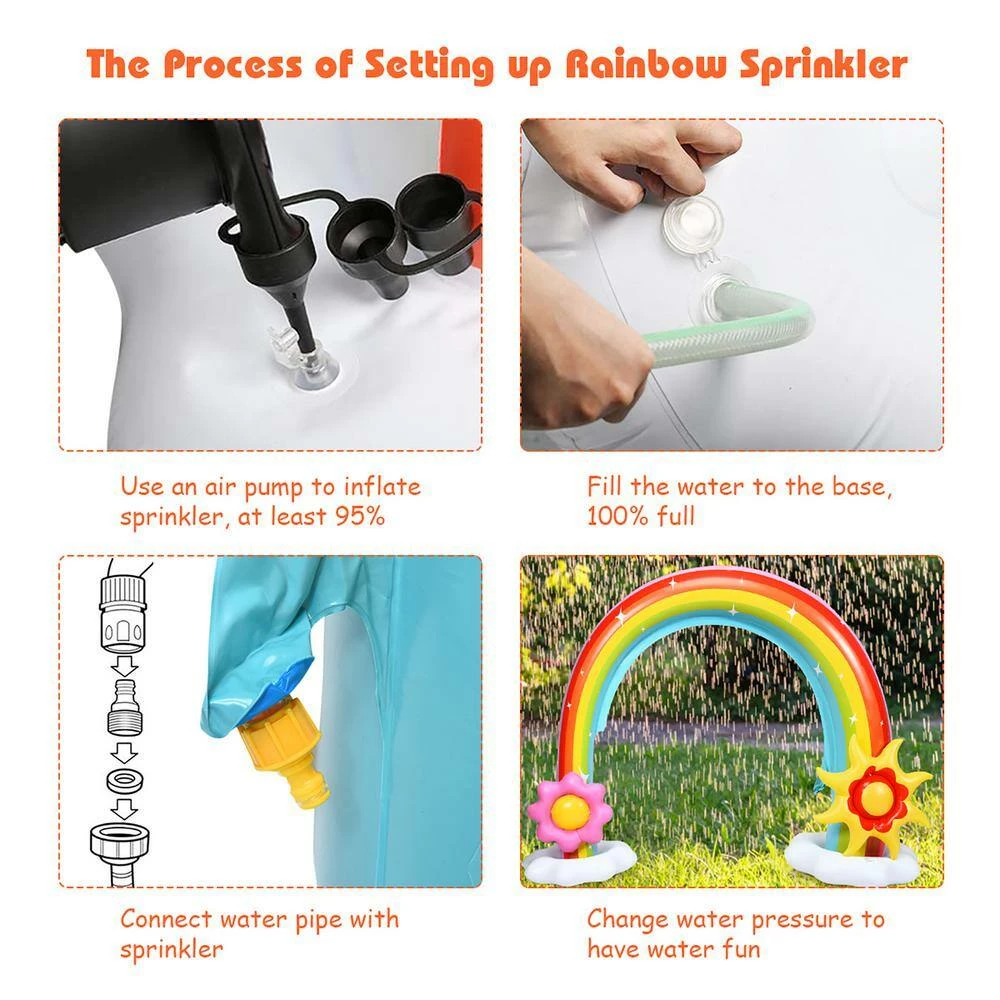 Inflatable Rainbow Sprinkler Summer Outdoor Kids Spray Water Toy Yard Party Pool by Costway 11 Inflatable Rainbow Sprinkler Summer Outdoor Kids Spray Water Toy Yard Party Pool by Costway - Image 9