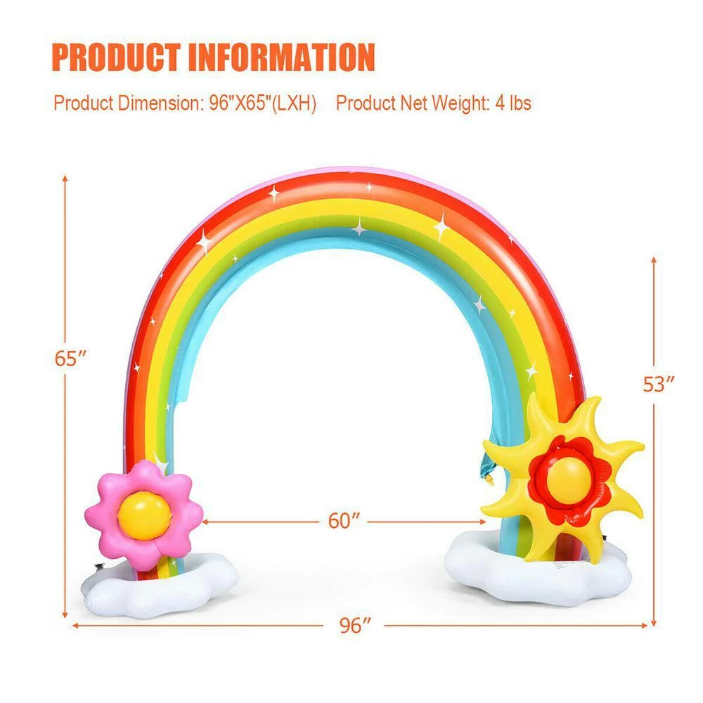 Inflatable Rainbow Sprinkler Summer Outdoor Kids Spray Water Toy Yard Party Pool by Costway 6 Inflatable Rainbow Sprinkler Summer Outdoor Kids Spray Water Toy Yard Party Pool by Costway - Image 4