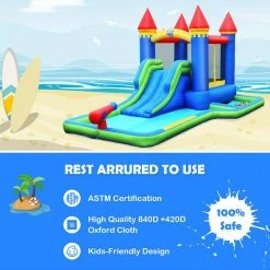 Multi-Color Inflatable Castle Bouncer Bounce House Slide Water Park BallPit with 580-Watt Blower by Costway -Pool Supplies Sales Store multi color costway pool toys op70586 1f 1000