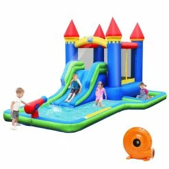 Multi-Color Inflatable Castle Bouncer Bounce House Slide Water Park BallPit with 580-Watt Blower by Costway