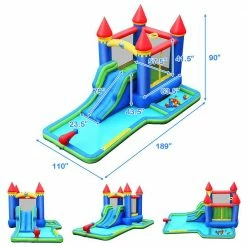 Multi-Color Inflatable Castle Bouncer Bounce House Slide Water Park BallPit with 580-Watt Blower by Costway -Pool Supplies Sales Store multi color costway pool toys op70586 c3 1000