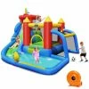 Inflatable Bouncer Water Climb Slide Bounce House Splash Pool with Blower by Costway -Pool Supplies Sales Store multi color costway pool toys op70639 64 1000