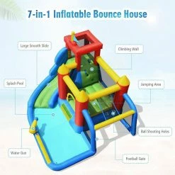 Inflatable Bouncer Water Climb Slide Bounce House Splash Pool with Blower by Costway 19 Inflatable Bouncer Water Climb Slide Bounce House Splash Pool with Blower by Costway -Pool Supplies Sales Store multi color costway pool toys op70639 76 1000