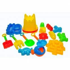JustForKids Beach Toys For Kids with Reusable Mesh Bag Castle Bucket Sand Mold (16-Piece) by G & F Products
