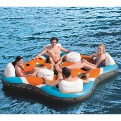 101 in. Rapid Rider 4-Person Floating Island River Lake Pool Raft by Bestway -Pool Supplies Sales Store multi colored bestway pool floats 43115e bw 1d 1000