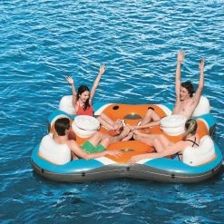 101 in. Rapid Rider 4-Person Floating Island River Lake Pool Raft by Bestway -Pool Supplies Sales Store multi colored bestway pool floats 43115e bw fa 1000