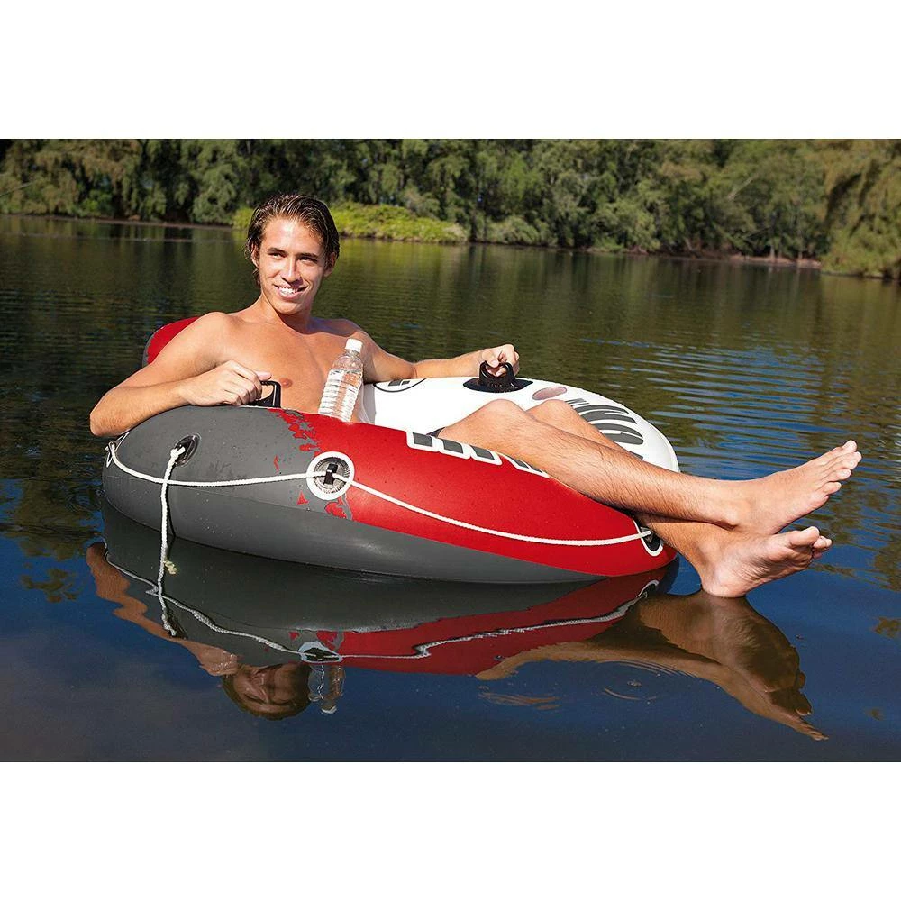 River Run 1 53 in. Red Inflatable Floating Water Tube Lake and Pool Raft (2-Pack) by Intex 5 River Run 1 53 in. Red Inflatable Floating Water Tube Lake and Pool Raft (2-Pack) by Intex - Image 3